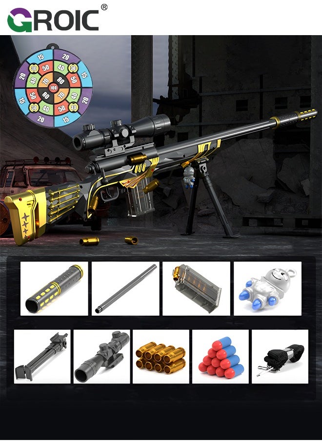 Toy Gun Soft Bullets Education Toy, Sniper Rifle Blaster Gun M24, 15X Mirror Effect Toy Sniper Guns, DIY Toy with Rich Accessories, Shooting Games Toys for Kids