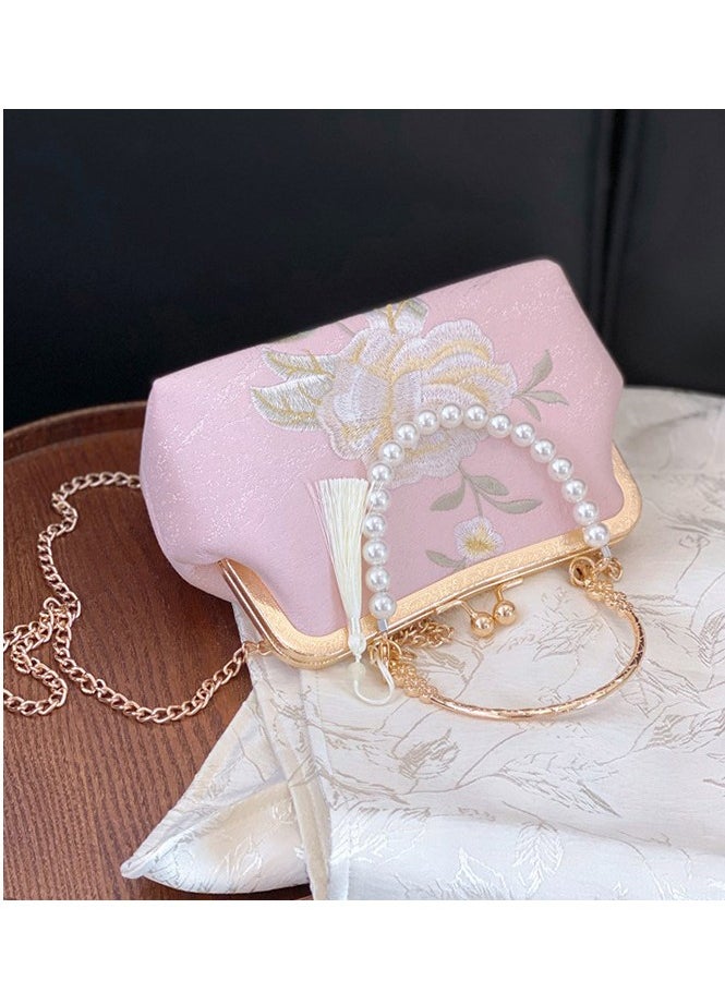 Chinese Style Bag Women's 2024 New Antique Style White Pearl Crossbody Chain Bag Women's Bag