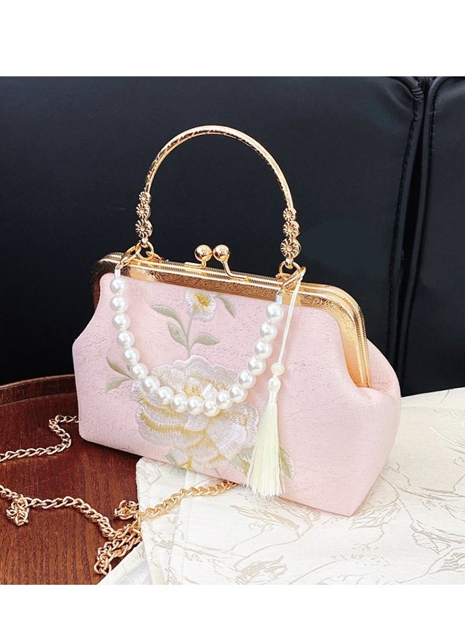 Chinese Style Bag Women's 2024 New Antique Style White Pearl Crossbody Chain Bag Women's Bag