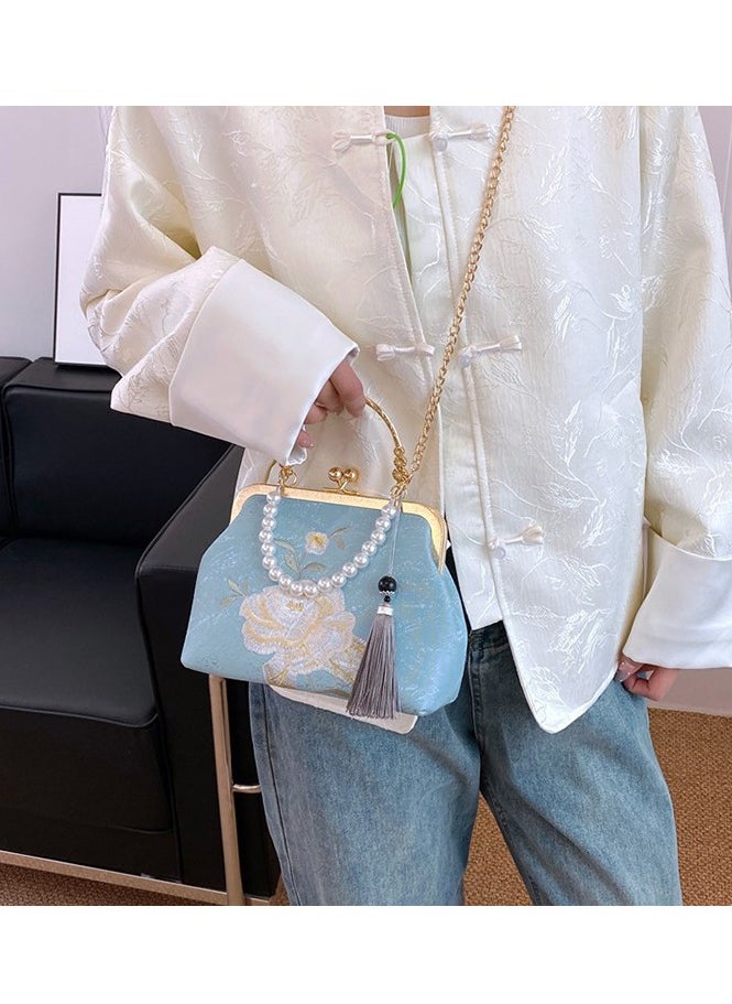 Chinese Style Bag Women's 2024 New Antique Style White Pearl Crossbody Chain Bag Women's Bag