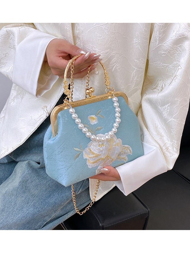 Chinese Style Bag Women's 2024 New Antique Style White Pearl Crossbody Chain Bag Women's Bag