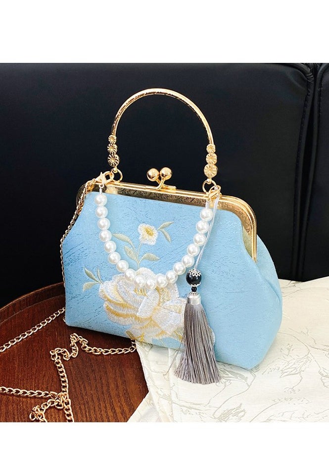 Chinese Style Bag Women's 2024 New Antique Style White Pearl Crossbody Chain Bag Women's Bag