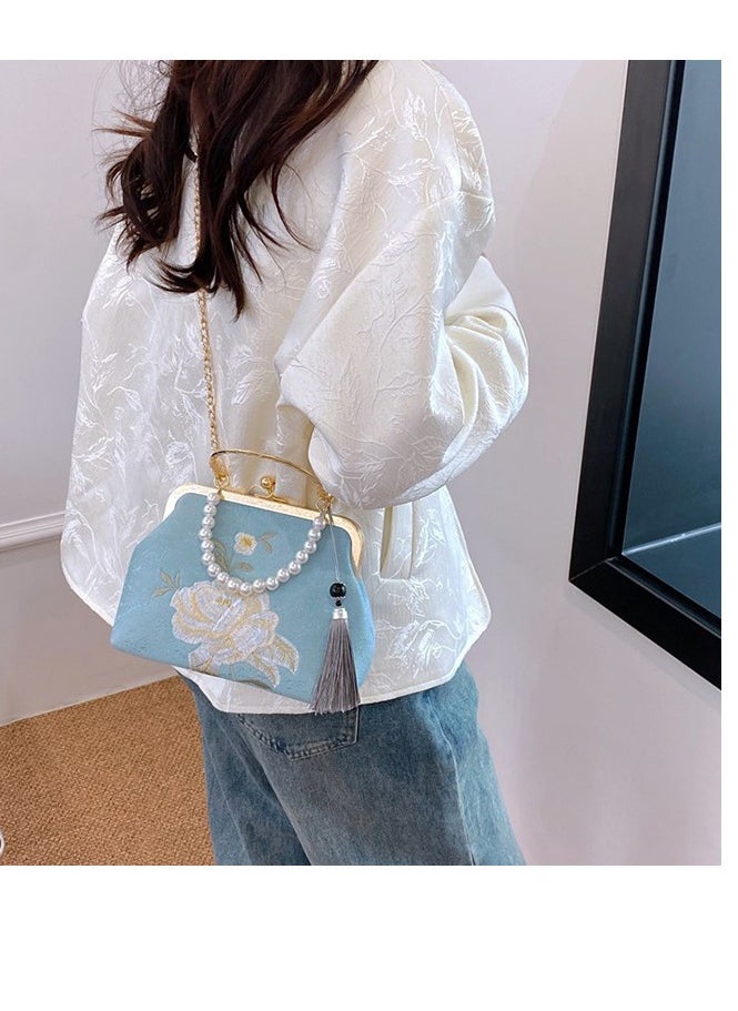 Chinese Style Bag Women's 2024 New Antique Style White Pearl Crossbody Chain Bag Women's Bag