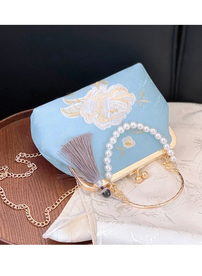 Chinese Style Bag Women's 2024 New Antique Style White Pearl Crossbody Chain Bag Women's Bag