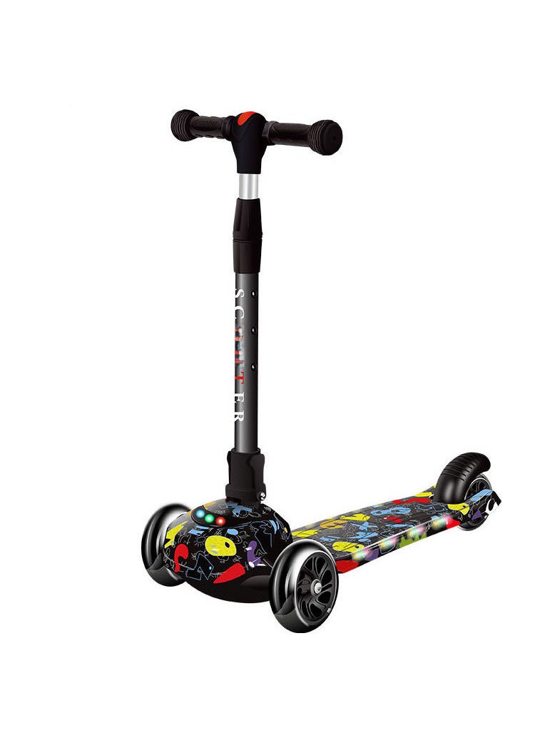 Kids 3-in-1 Scooter for Ages 1-12 A Graffiti Strange Flash Wheel