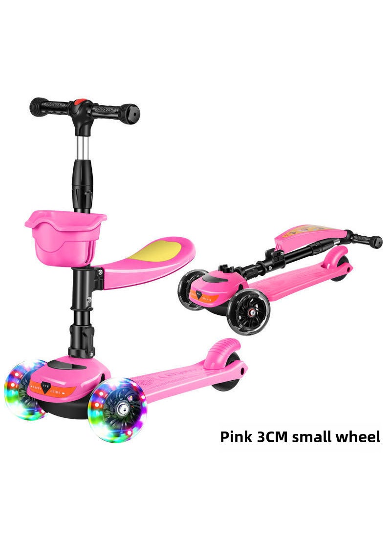 Kids 3-in-1 Scooter for Ages 1-12 B Cherry Blossom Flash Wheel + Seat