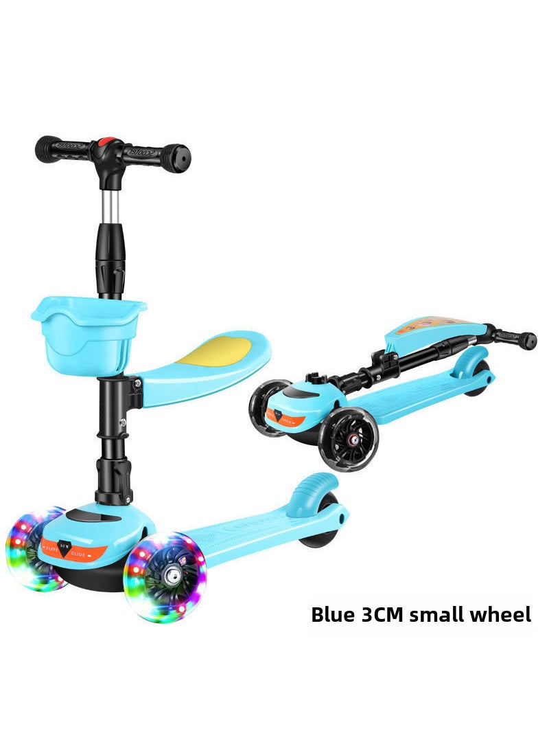 Kids 3-in-1 Scooter for Ages 1-12 B sky blue flash small wheel + seat