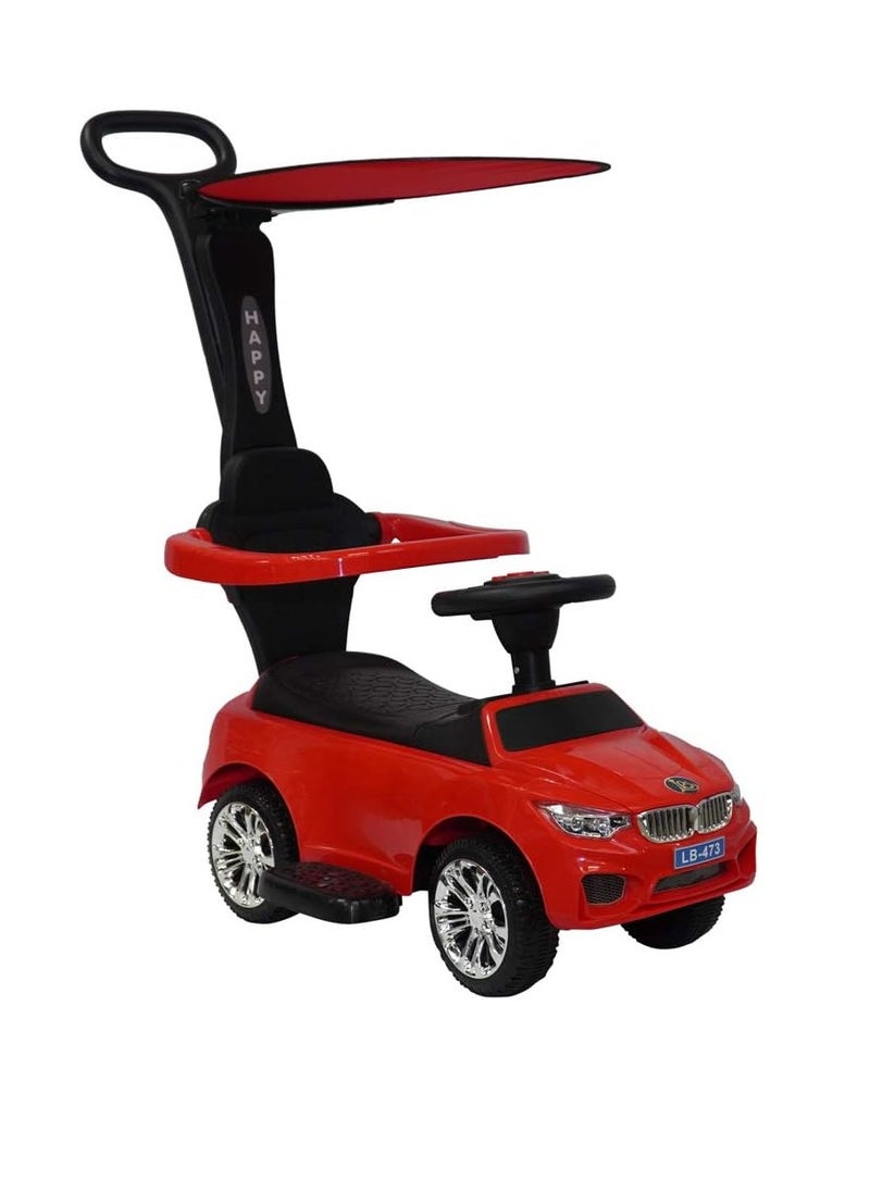 3 in 1 Push Car - Convertible Toddler Ride On Toy with Adjustable Handle and Removable Canopy, Suitable for Indoor and Outdoor Use