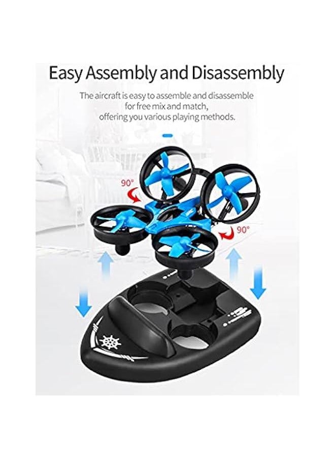 2 in 1 Sea, Land and Air Amphibian RC Boat Wireless Electric RC Hovercraft Small 4-axis RC Aircraft Deformation Drone Summer Outdoor Water Toys Children's Gifts