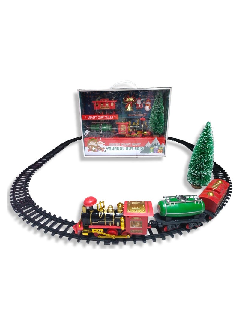 Christmas Train Set - Toy Train Set with Lights and Sounds, Round Railway Tracks for Under / Around The Christmas Tree Gift for Kids Children