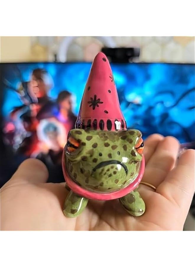 New Ceramic Little Wizards Frog, Little Wizards Frog, Little Wizards Frog Ornaments, Resin Flower Pot Plant Decorations for Pots, Outdoor Yard Art Sculpture for Garden Landscape (2Pcs)