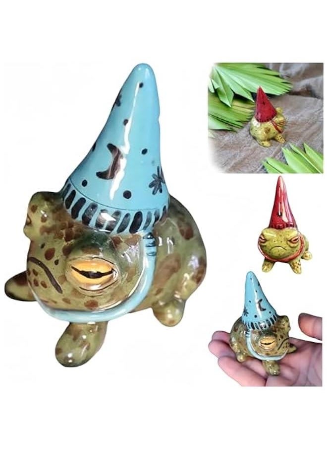 New Ceramic Little Wizards Frog, Little Wizards Frog, Little Wizards Frog Ornaments, Resin Flower Pot Plant Decorations for Pots, Outdoor Yard Art Sculpture for Garden Landscape (2Pcs)