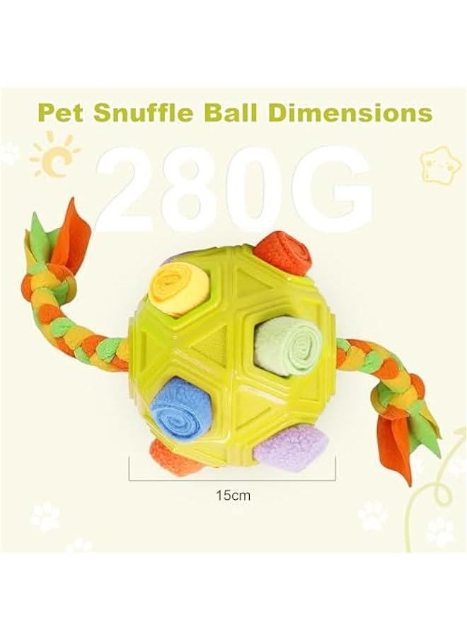 Dog Snuff Balls,Interactive Dog Toy,Encourage Foraging Skills with Bite Resistant Rope,Dog Treat Toy Snuffle Toy Puzzle Toy Dog Enrichment Toy Toys for Large Medium Small Dogs(Yellow)