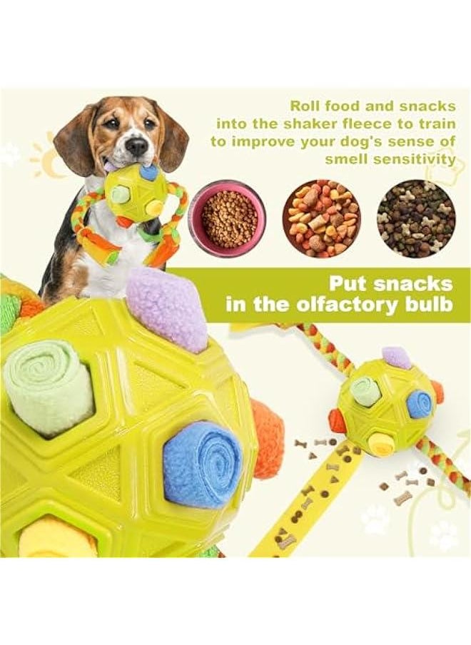 Dog Snuff Balls,Interactive Dog Toy,Encourage Foraging Skills with Bite Resistant Rope,Dog Treat Toy Snuffle Toy Puzzle Toy Dog Enrichment Toy Toys for Large Medium Small Dogs(Yellow)