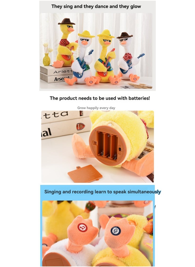 White Sand Hammer Duck Vest Electronic Pet Plush Toy Can Sing And Talk, Suitable For Children And Babies Interactive Toys