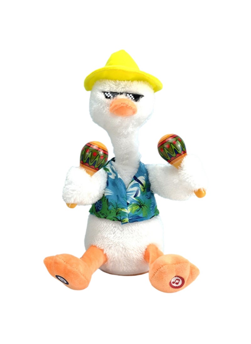 White Sand Hammer Duck Vest Electronic Pet Plush Toy Can Sing And Talk, Suitable For Children And Babies Interactive Toys