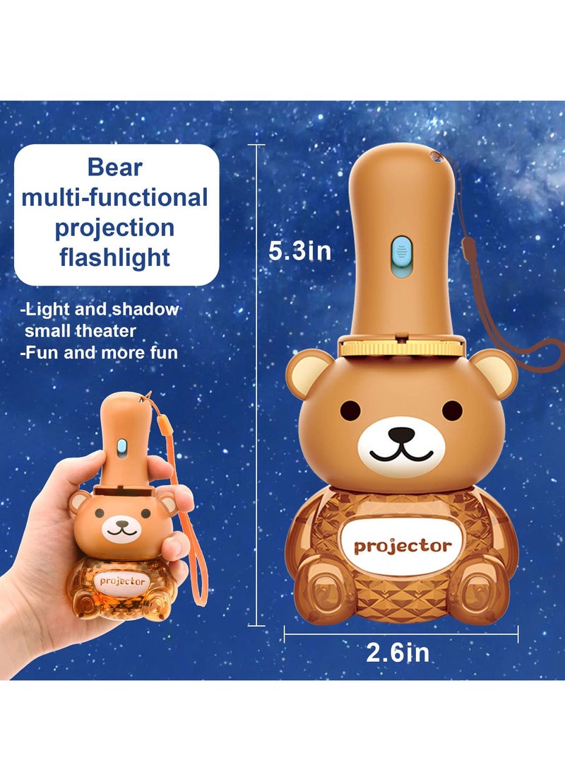 Kids Flashlight Color Bear Projector, Flashlight Projector Toy for Boys Girls, with 48 Patterns, 26 Letter Educational Learning Projector Toys for Girls Boys Cognition Bedtime Education