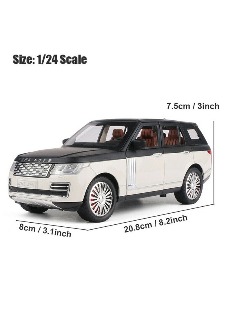 Land Range Rover 1:24 Scale Diecast Car Model – Realistic Sound & Light, Pull-Back Action, Openable Doors & Hood, Metal Body & Plastic Parts, Ideal Gift Toy for Kids & Collectors