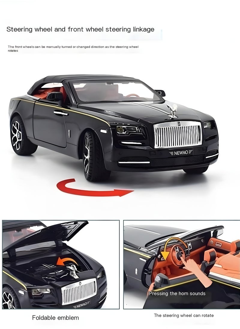 1/32 Rolls-Royce Dawn Exquisite Car Model, Zinc Alloy Pull Back Toy car with Sound and Light for Adults and Children Gift