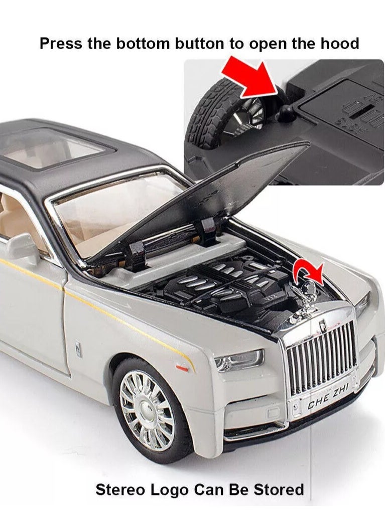 Exquisite Car Model 1/32 Rolls-Royce Phantom Model Car, Alloy Pull Back Toy Car with Sound and Light for Kids Boy Girl Birthday Gift