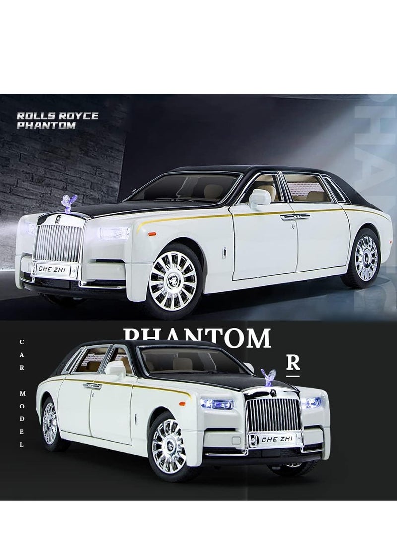 Exquisite Car Model 1/32 Rolls-Royce Phantom Model Car, Alloy Pull Back Toy Car with Sound and Light for Kids Boy Girl Birthday Gift