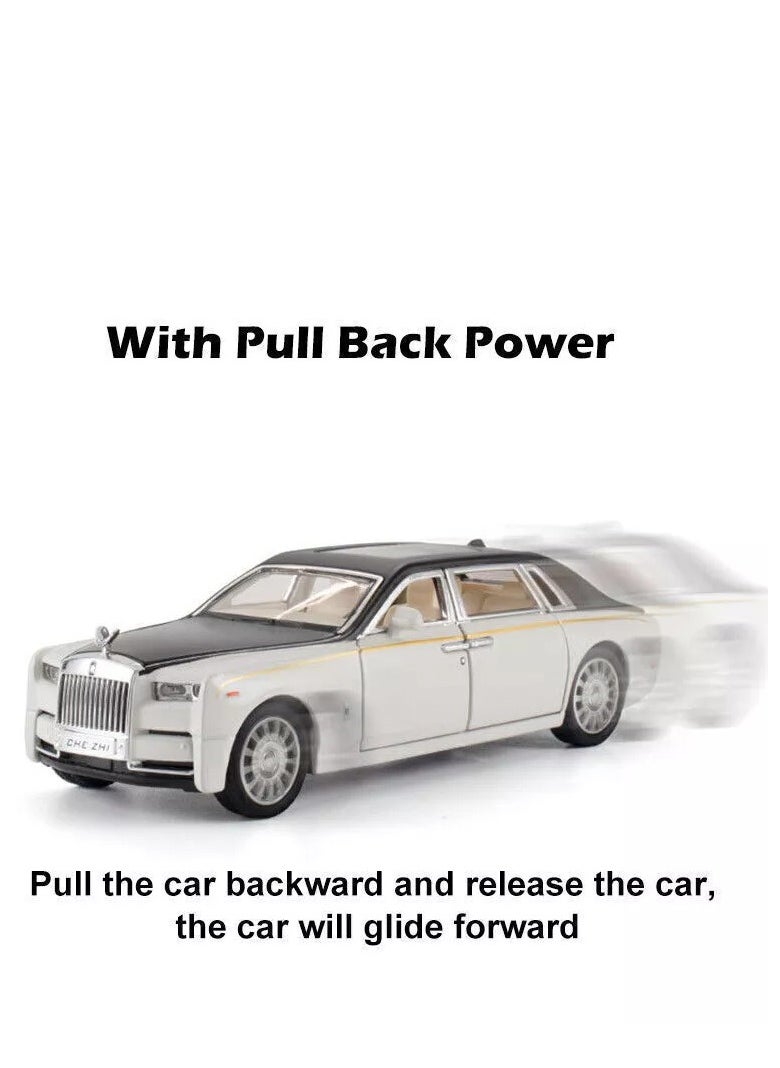 Exquisite Car Model 1/32 Rolls-Royce Phantom Model Car, Alloy Pull Back Toy Car with Sound and Light for Kids Boy Girl Birthday Gift