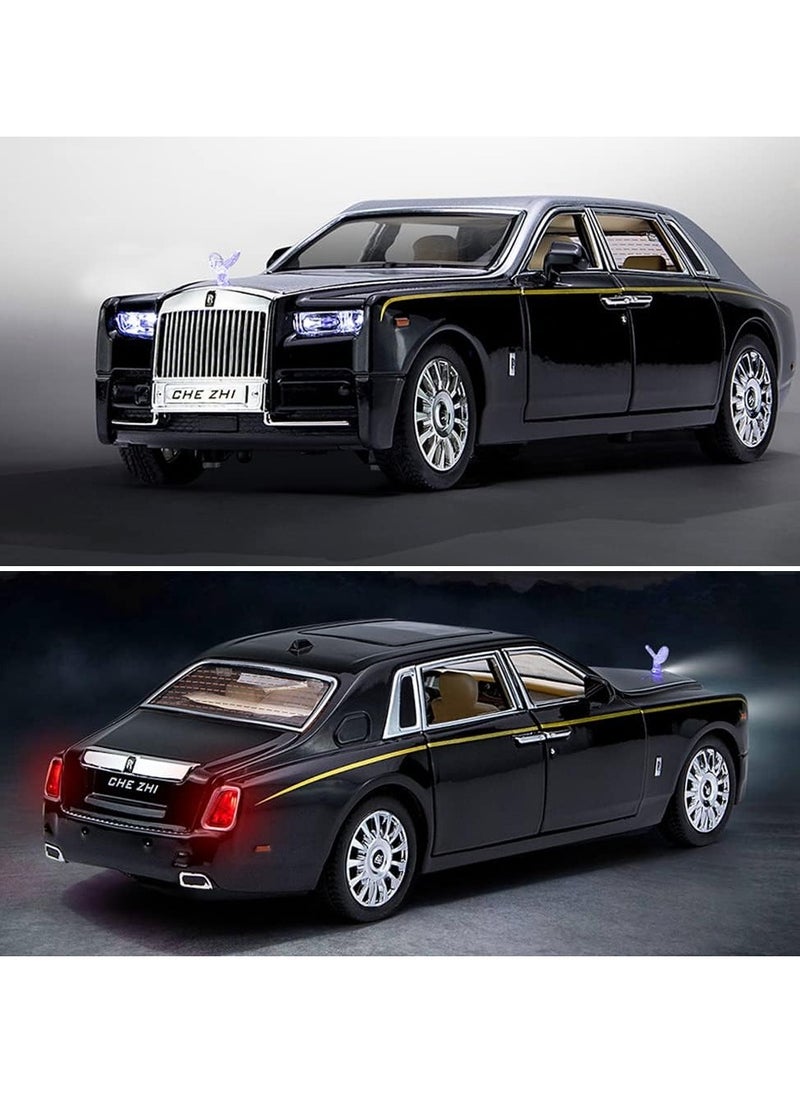 Exquisite Car Model 1/32 Rolls-Royce Phantom Model Car, Alloy Pull Back Toy Car with Sound and Light for Kids Boy Girl Birthday Gift Black