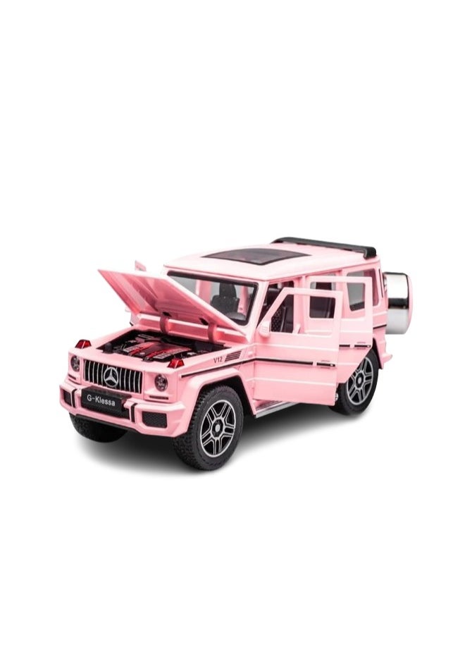 1/24 Benz G63 AMG Model Car, Zinc Alloy Pull Back Toy car with Sound and Light for Kids Boy Girl Gift (Pink)