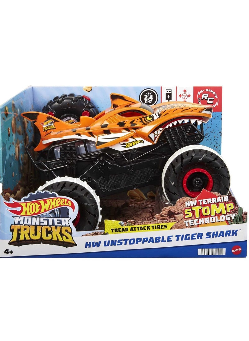 Monster Trucks, Remote Control Car, 1:15 Scale Tiger Shark RC with All-Terrain Wheels