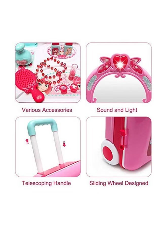 Portable Pretend Glamorous Vanity Make Up Beauty Play Set With Light And Sound cm