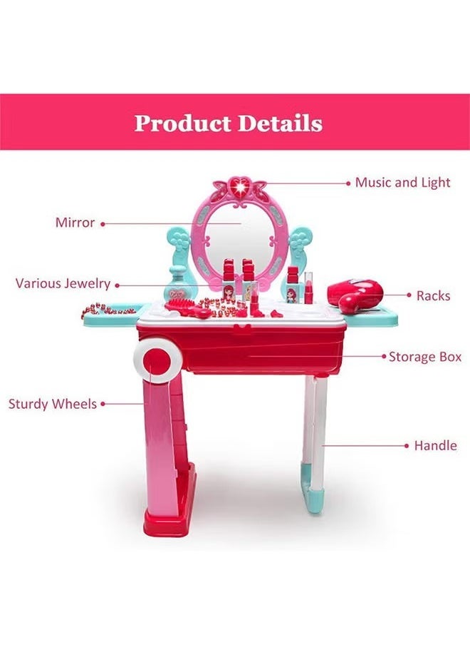 Portable Pretend Glamorous Vanity Make Up Beauty Play Set With Light And Sound cm