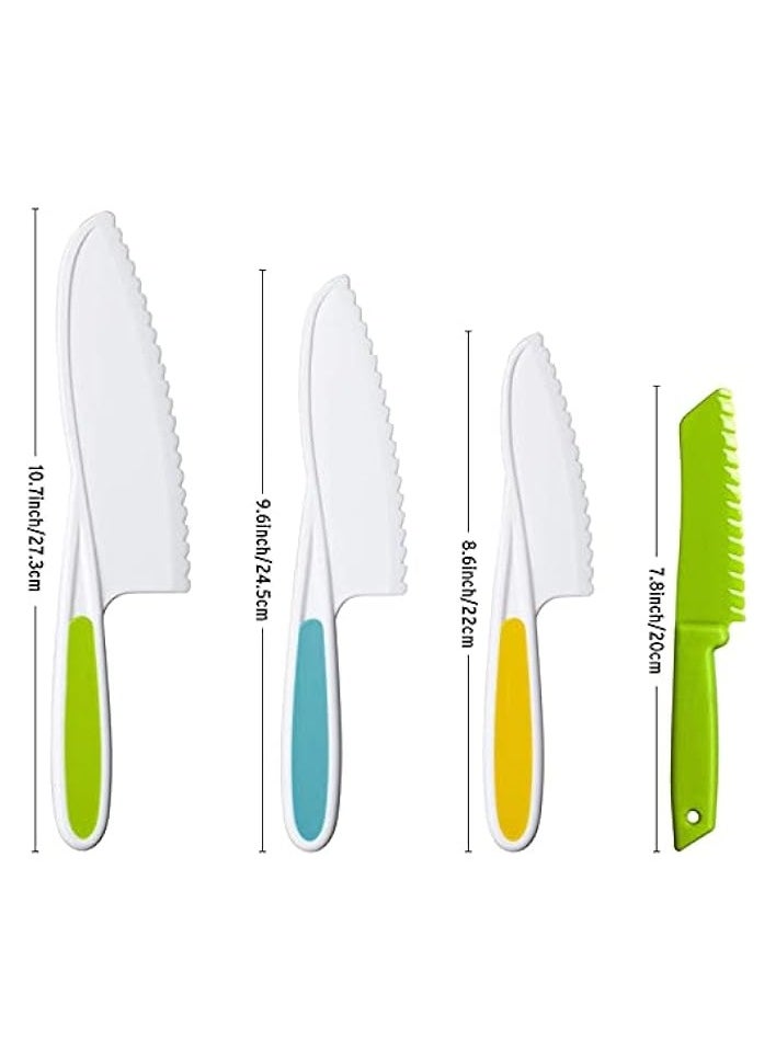 8 Pieces Kids Kitchen Knife Set Plastic Knife - Kids Chef Nylon Knives Children's Safe Cooking for Fruit