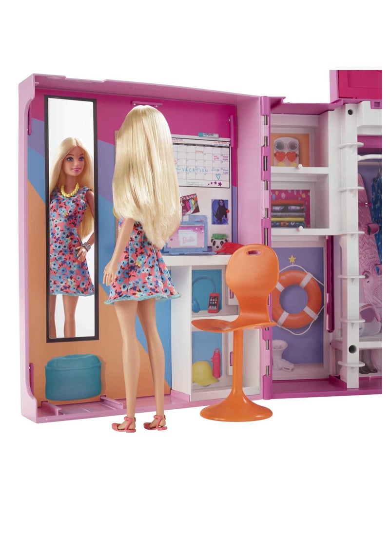 Doll and Dream Closet Set with Clothes and Accessories, 30+ Pieces and 15+ Storage Areas, HGX57