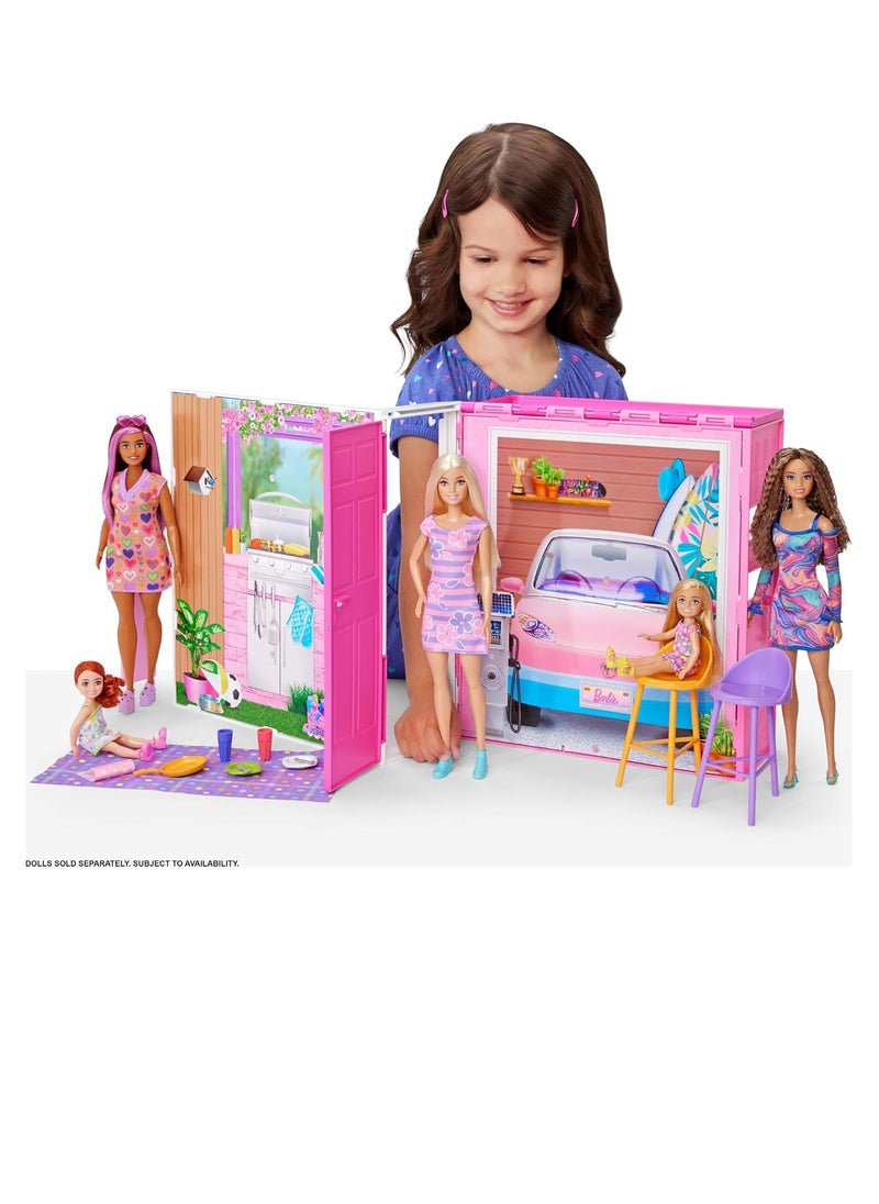 Getaway Doll House with Barbie Doll, 4 Play Areas and 11 Decor Accessories