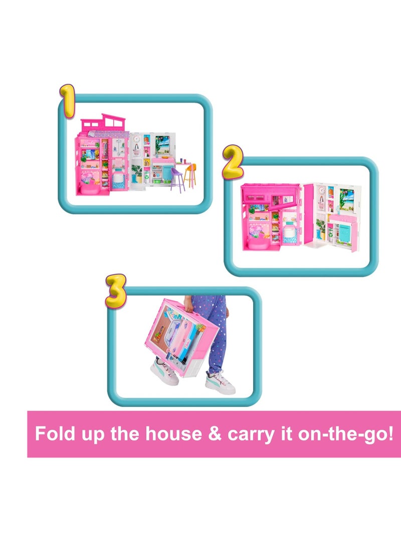 Getaway Doll House with Barbie Doll, 4 Play Areas and 11 Decor Accessories