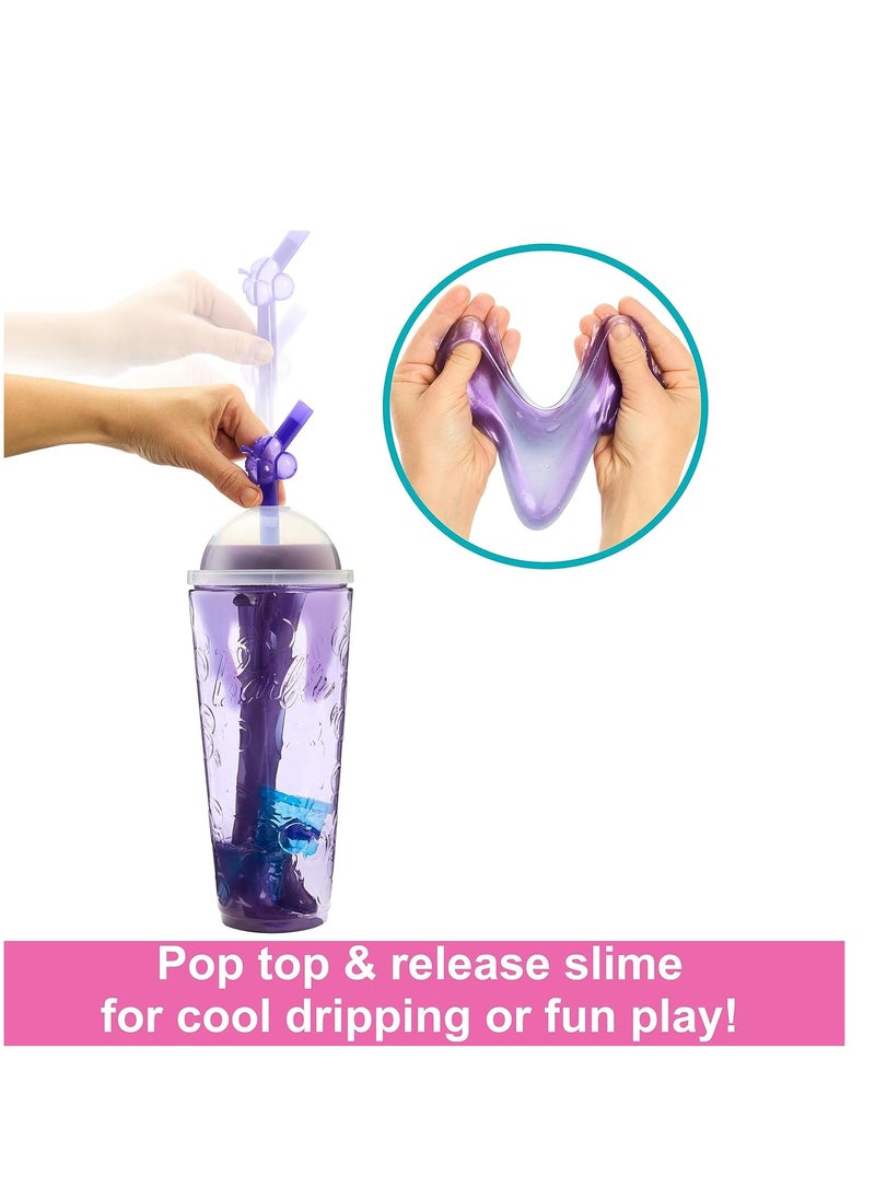 Pop Reveal Fruit Series Grape Fizz Doll, 8 Surprises Include Pet, Slime, Scent & Color Change