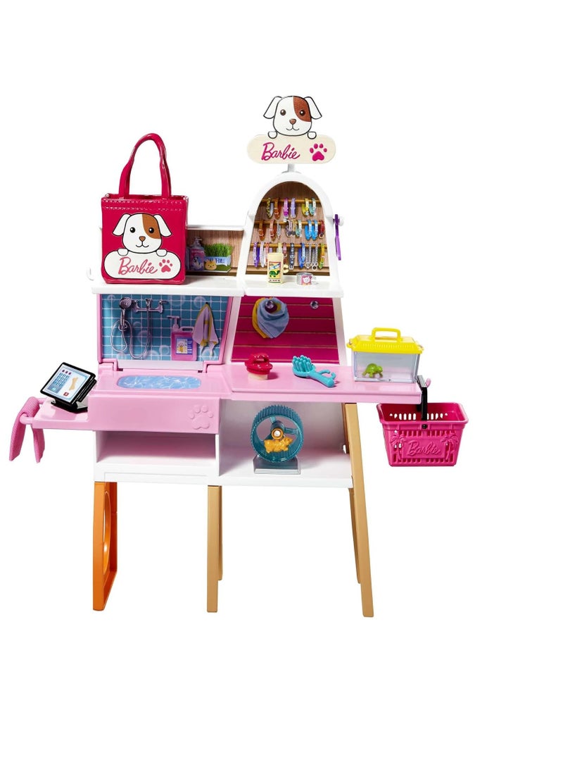 Doll and Pet Boutique Playset with 4 Pets and Accessories, for 3 to 7 Year Olds