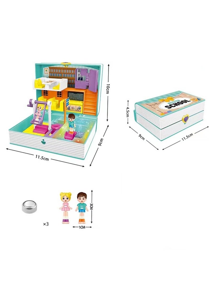 Mini School (Light And Music) Surprise House Simulation Girl Play House Toy Doll House Model