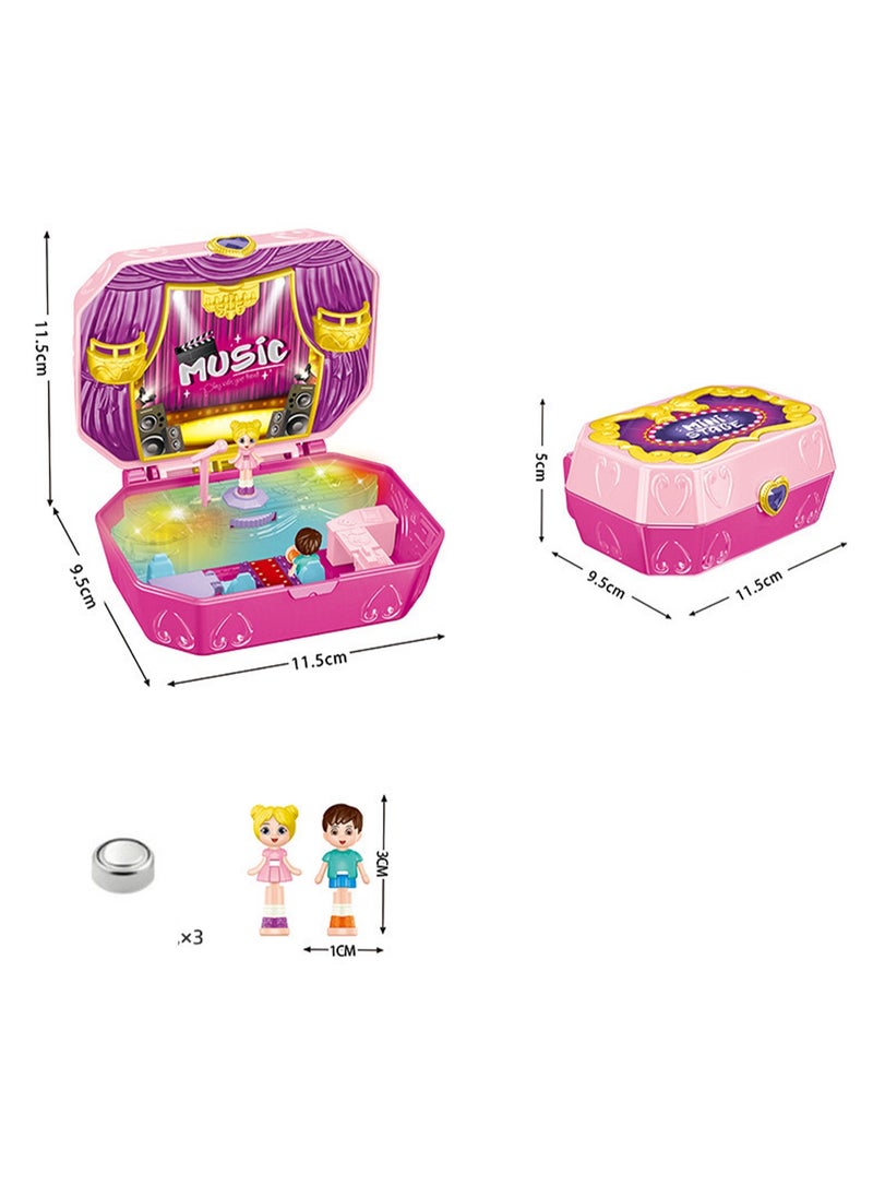 Mini Stage (Light And Music) Surprise House Simulation Girl Play House Toy Doll House Model