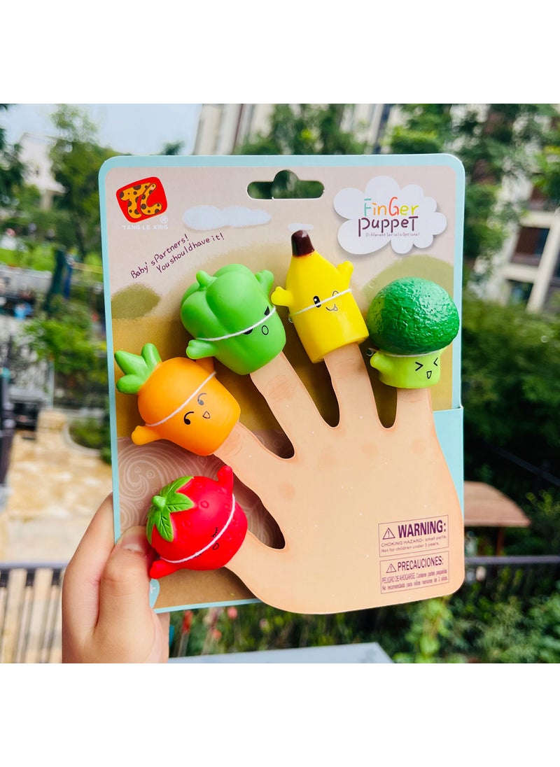 Kindergarten Storytelling Baby Hand Doll Toy Childrens Early Childhood Education Vinyl Animal Doll Ornaments Infant Finger Doll Banana orange-cardboard 5 Pack