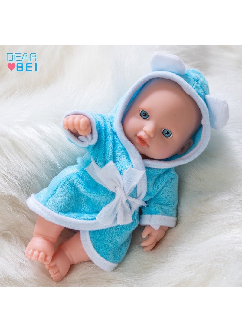 New 8-inch doll 20cm dress-up white baby play house simulation doll girl sleeping soothing doll wholesale Q8G-007 blue nightgown