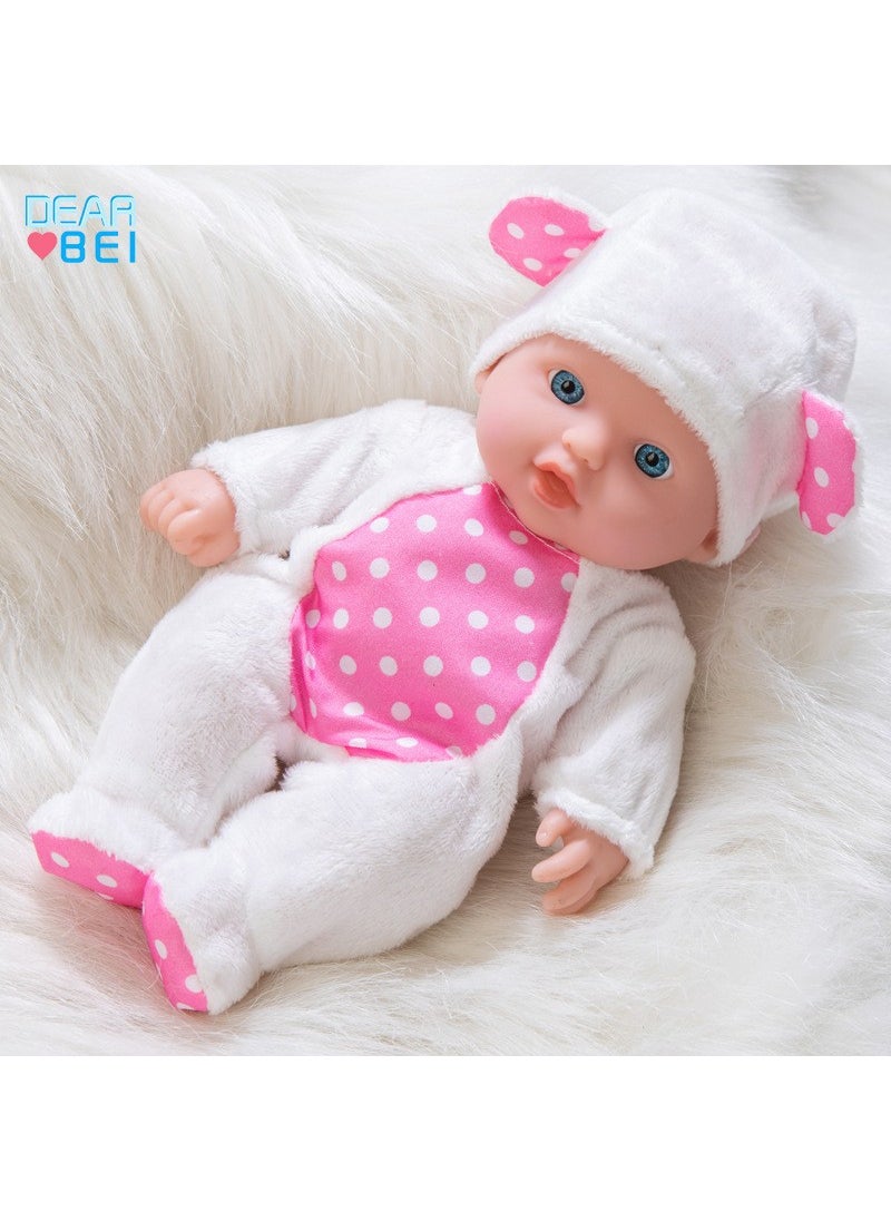 New 8-inch doll 20cm dress-up white baby play house simulation doll girl sleeping soothing doll wholesale Q8G-005 white dots