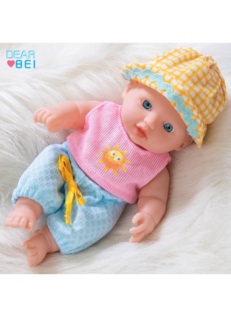 New 8-inch doll 20cm dress-up white baby play house simulation doll girl sleeping soothing doll wholesale Q8G-010 small pink sun