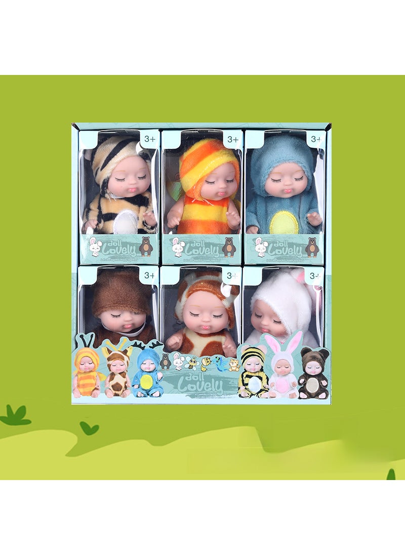 Cross-border Sleep Rebirth Doll PVC Vinyl Doll Simulation Figure Mini bjd Sleeping Doll Childrens Toy Six-piece box