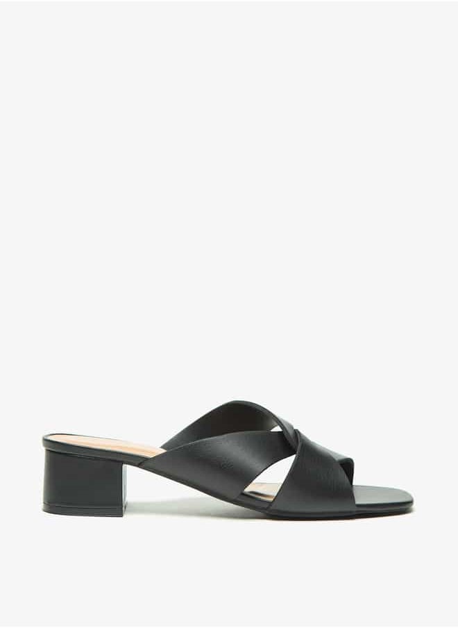 Women's Solid Slip-On Sandals with Block Heels