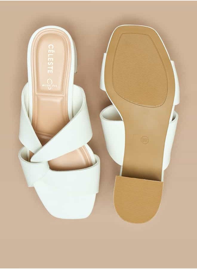 Women's Solid Slip-On Sandals with Block Heels