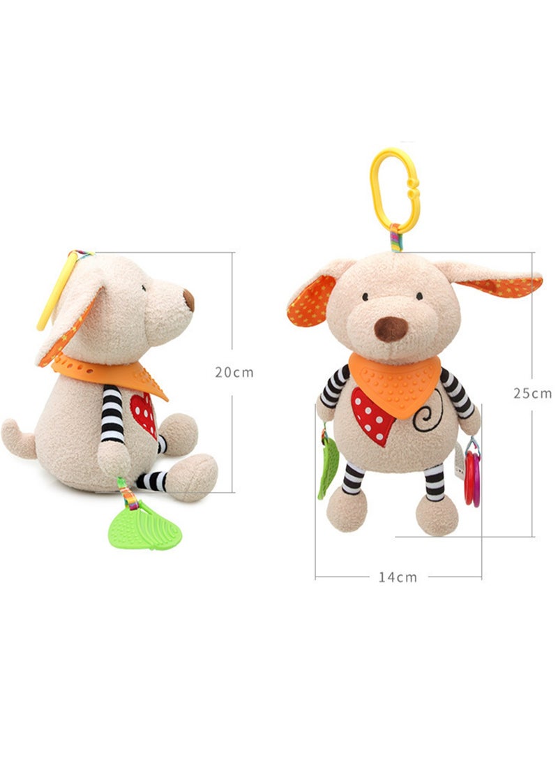 Baby Animal Soothing Doll Baby Teether Wind Chime Lathe Hanging Pendant Plush Toy (Puppy Teether Doll Pendant)