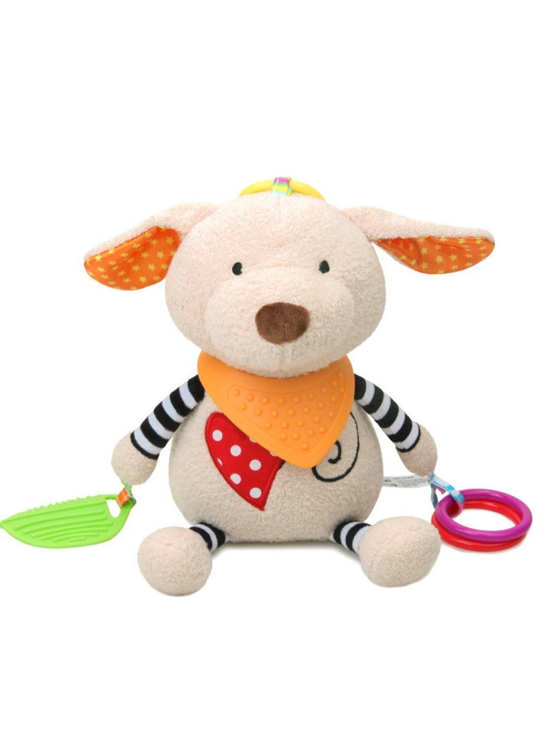 Baby Animal Soothing Doll Baby Teether Wind Chime Lathe Hanging Pendant Plush Toy (Puppy Teether Doll Pendant)