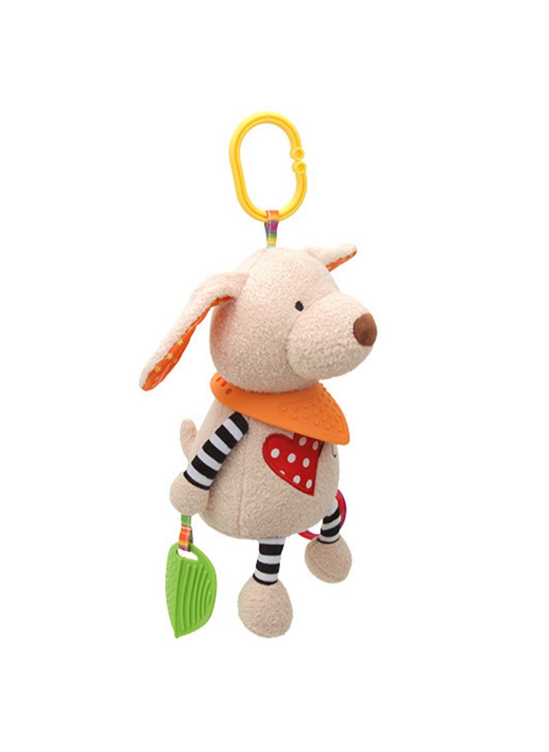 Baby Animal Soothing Doll Baby Teether Wind Chime Lathe Hanging Pendant Plush Toy (Puppy Teether Doll Pendant)