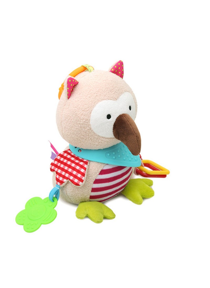 Baby Animal Soothing Doll Baby Teether Wind Chime Lathe Hanging Pendant Plush Toy (Owl teether doll pendant)